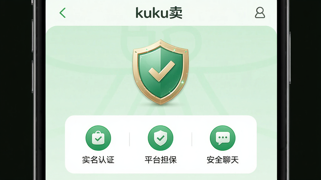 ͼƬչʾ��kuku����Ӧ�õġ����ױ������ġ�ҳ�棬ҳ������Ϊ����ͼ�꣬�·��г���ʵ����֤����ƽ̨����������ȫ���족�Ȱ�ȫ����ͼ�꣬����Ϊǳ��ɫ�����ֶԳƣ�������أ�ϸ�ھ��£����ʸ��壬�޶���Ԫ��