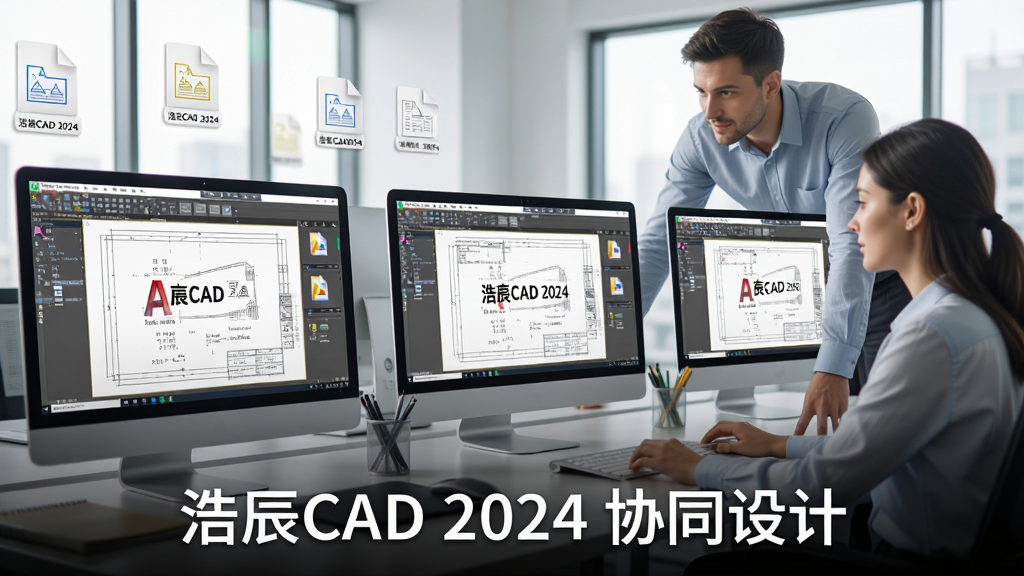 ��������Ϊ��̨������Ļͬʱ��ʾ���Ƴ�CAD 2024��������ͬͼֽ���ݣ�����Ϊ����Э���칫�������������й���ͼֽ�ļ�ͼ�꣬����Ϊ�ִ��칫�һ��������дʵ������ϸ������������ײ�������ʾһ�а�ɫ���֡��Ƴ�CAD 2024 Эͬ��ơ�