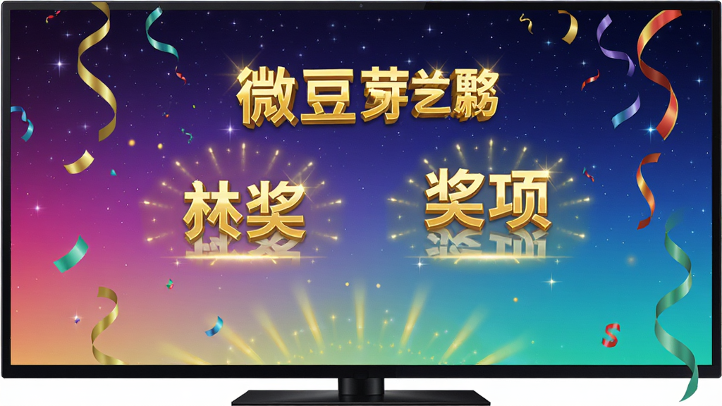 微豆芽抽奖软件大屏展示效果图,主体为宽屏显示器上显示的抽奖结果动画,中奖者姓名与奖项名称以金色字体呈现,背景为星空渐变,布局居中,风格炫丽,细节有彩带飘落,画质细腻,无多余元素