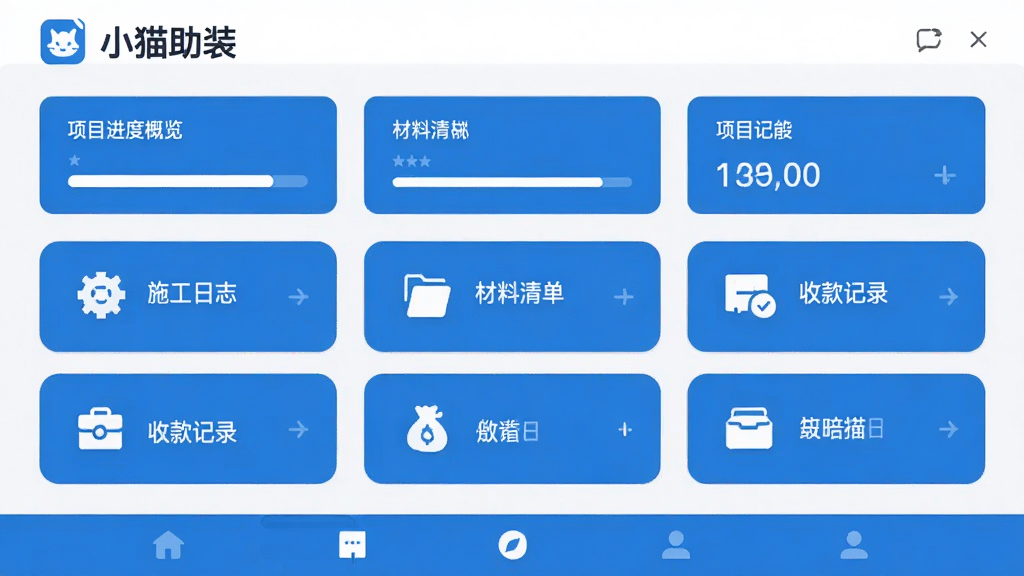 ͼƬչʾСè��װ���������棬���ñ�ƽ����Ʒ���Ϸ���ʾ��Сè��װ��Ʒ��Logo����Ŀ���ȸ�����Ƭ���м�Ϊ����ͼ��������У�����ʩ����־�������嵥���տ��¼��ģ�飬�·�Ϊ�����������岼�ּ�����죬ɫ������ɫ���ɫΪ�������ʸ���ɾ����޶���Ԫ��