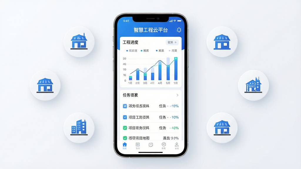 ���壺�ǻ۹�����ƽ̨�ֻ�Ӧ�������棬��Ļ��չʾ���̽���ͼ���������б�����Ŀ��ͼ�����֣�����ͻ���ֻ���Ļ����Χ���Ƽ�Լ�Ĺ���ͼ�ꡣ�Ű棺�ֻ�������������ʾ���ǻ۹�����ƽ̨����������������ִ�����񣺿Ƽ��С�����硣ϸ�ڣ�����ͼ�����£�ɫ��������Ϊ�������ʣ�������Ⱦ���ɾ��޶���Ԫ�ء�