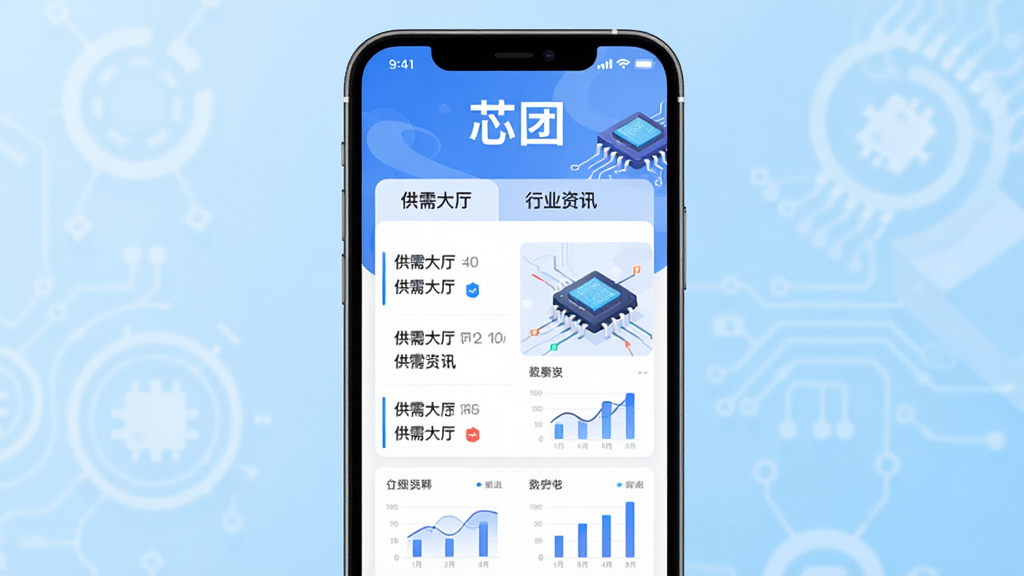 主体:芯团App在手机屏幕上展示其主界面,界面清晰显示出