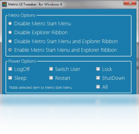Metro UI Tweaker Tool 设置界面 截图
