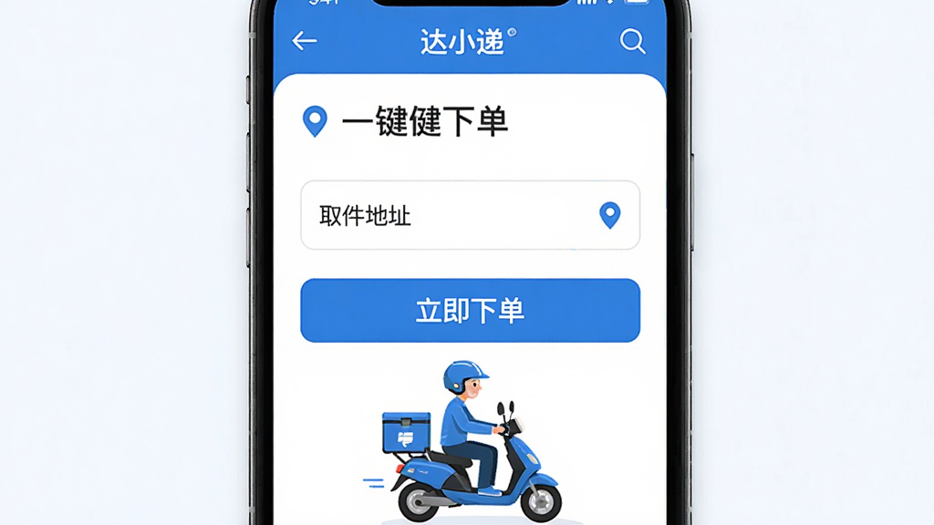 ���壺��С��APP�ġ�һ���µ�������ҳ�棬��ʾȡ����ַ�����͡������µ�����ť�����֣��ֻ�����ռ�ݻ������壬�·��п��Ա��綯����С��ͼ���Ű棺��Ϣ�㼶��������ť��Ŀ�������������磬��ɫ������ϸ�ڣ�������ʾ����С�ݡ�Ʒ�Ʊ�ʶ����ַ���ж�λͼ�꣬��ť���������������ʣ����壬�ɾ����޶���Ԫ�ء�