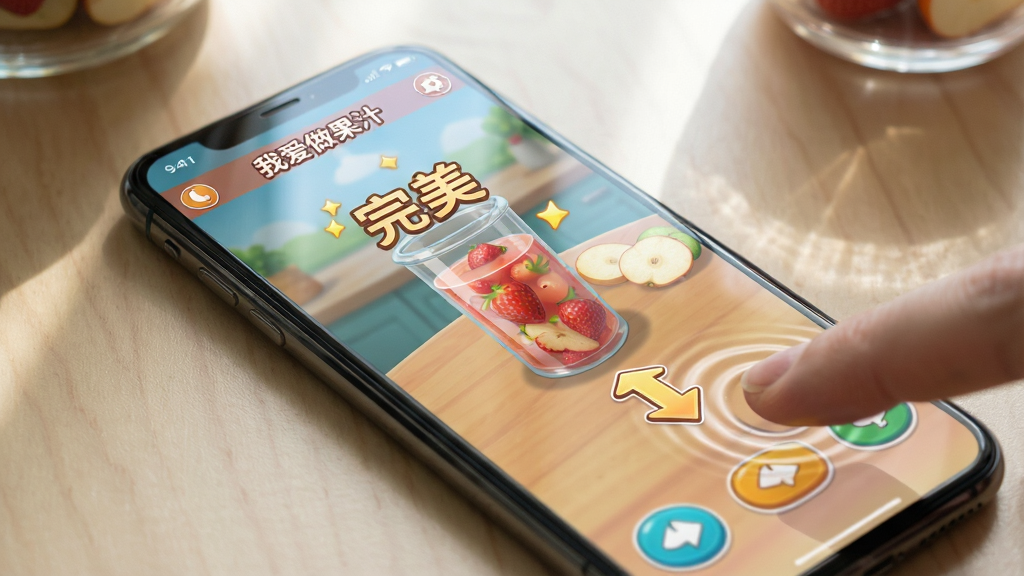 ���壺�ֻ���Ļչʾ��Ϸ���л��棬��������������һ����ݮѩ��֭��ͬʱ��ʾ��������������Ч�����֣��ֻ�б�������棬��Ļ�Ϸ���״̬�����·�����������������ͷ���Ű棺��Ļ����ʾ���Ұ�����֭����Ϸ���ƣ�������ť�����ɼ������дʵ�ֻ������񣬹�����Ȼ��ϸ�ڣ���Ļ������΢���ߣ���ָ���λ��������Ч������Χ�����黯�����ʣ����壬�ɾ��޶���Ԫ�ء�