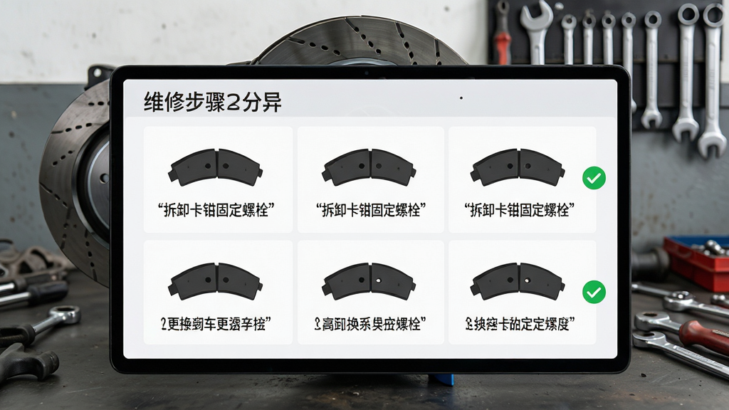 �޳�����ά�޲���ָ��ҳ�棬��Ļ��ʾ����ɲ��Ƭ�ķֽⲽ��ͼ��ÿһ����������˵�����Ա�����ɫ�Թ������������Ϊά�޹�λ�ϵ���ʵɲ���̺͹��ߣ���ͼ���������дʵ�����ʸɾ����޶���Ԫ�أ����ִ������硰��ж��ǯ�̶���˨��