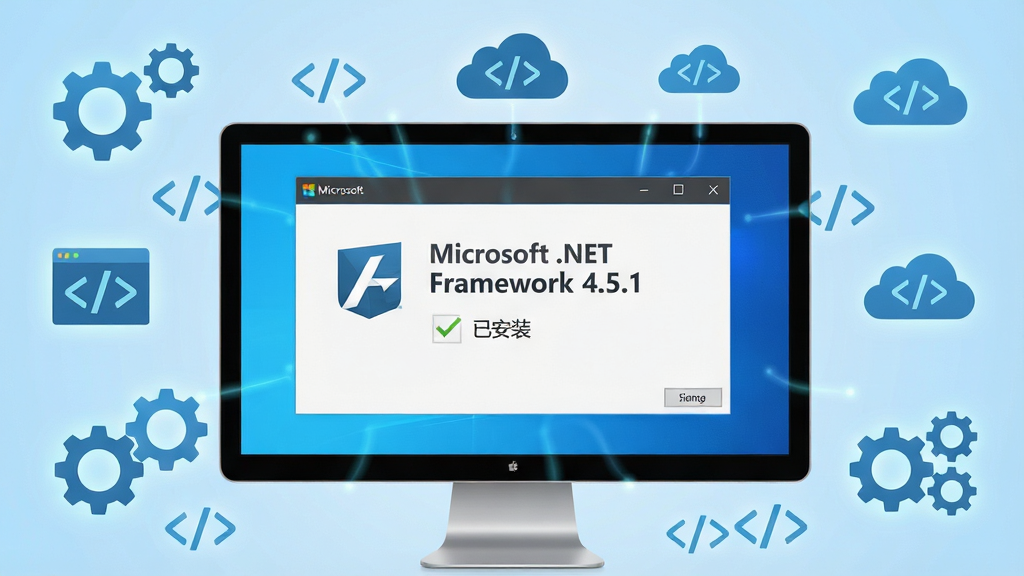 ���壺һ̨�ִ�Windows������Ļ��ʾ��Microsoft .NET Framework 4.5.1����װ�ɹ����棬��Χ�����ų��֡�������ź��ƶ�ͼ�ꡣ���֣����Ĺ�ͼ������������ͼ���������С��Ű棺���֡�Microsoft .NET Framework 4.5.1����Ŀ���·��С��Ѱ�װ����������񣺿Ƽ��С���ࡢ��ƽ��������Ϊ����ɫ���䡣ϸ�ڣ������������ŷ��⣬����ɾ������ʣ����壬�ɾ����޶���Ԫ�ء�