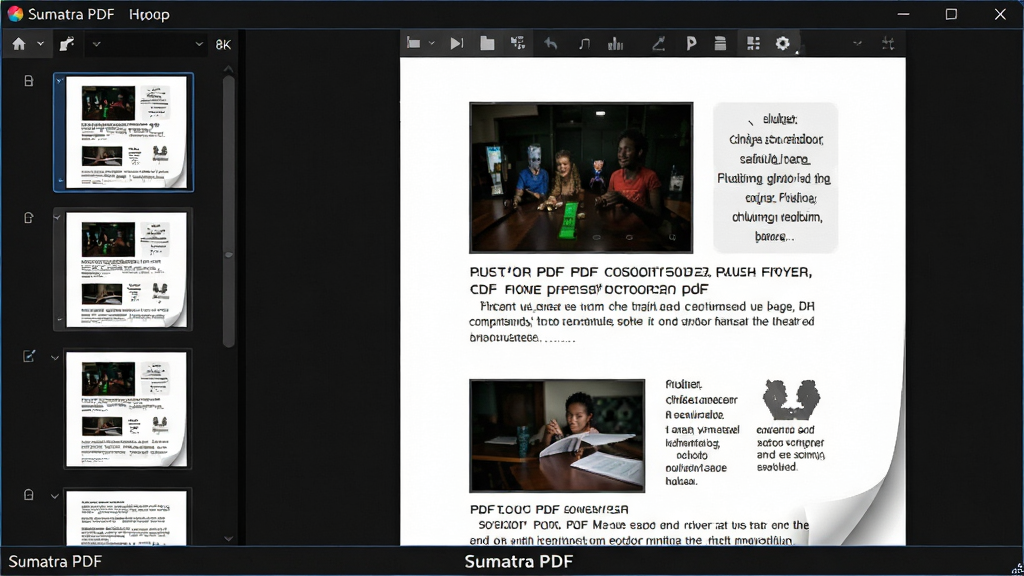 ���壺Sumatra PDF��������������ɫ������չʾ�����������������Ϊҳ������ͼ�����Ҳ�Ϊ�򿪵�һƪͼ�Ĳ�ï��PDF�ĵ��������м���Ĳ˵��������֣����ҽṹ������ͼ��Լռ��������ķ�֮һ���ĵ�����ռ�ķ�֮����������й�ͼ����Ļ�·����������ơ�Sumatra PDF���������Ű棺����Ԫ�ؼ�����У�����ɾ��޳��ߣ��ĵ����������ɶ�����񣺱�ƽ�����ִ����߶Աȶȣ����ϼ���������ơ�ϸ�ڣ�����ͼ���и�����ʾ�ĵ�ǰҳ�߿��ĵ������е����ķ�ҳ��Ӱ�����ڱ�Ե��ϸ���1���ظ߹⡣���ʣ�8K�����壬ϸ���������ɾ��޶���Ԫ�ء�