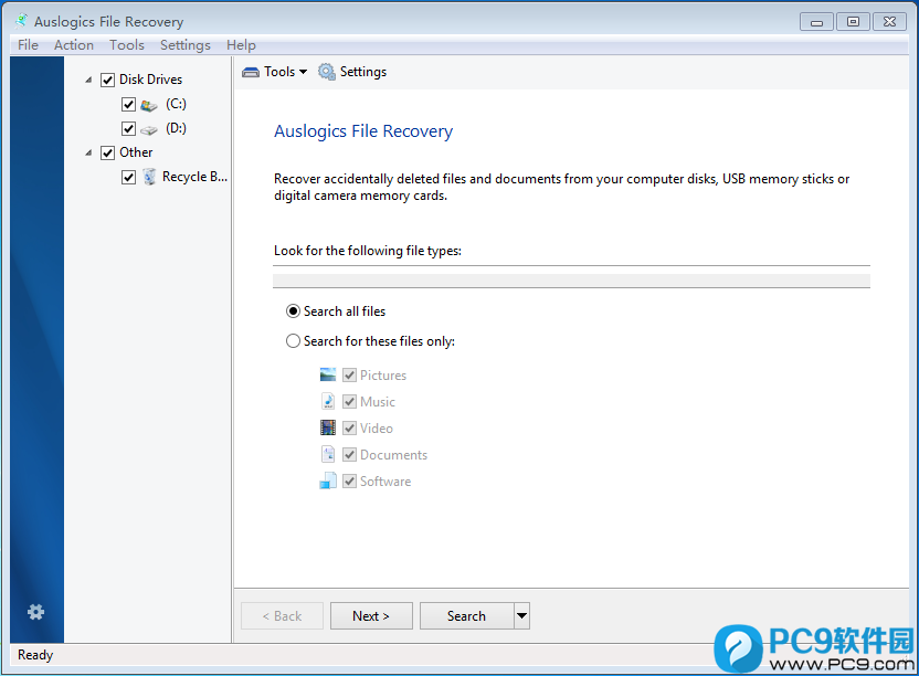 Auslogics File Recovery ��׿�� ɨ������ͼ