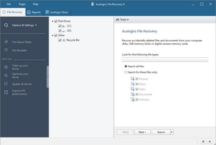 Auslogics File Recovery�ļ��ָ�����9.13.0.1 ��ɾ�ļ�һ���һ�