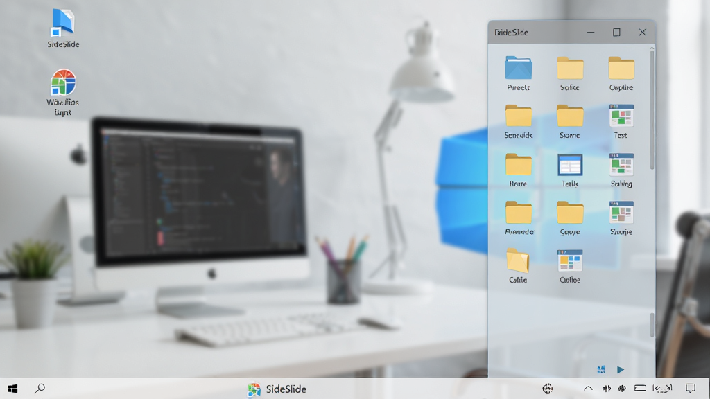 ͼƬ����չʾSideSlide������Windows�����ϵ�����Ч��������Ϊ��Ļ�Ҳ໬���İ�͸��������������ڷ��ű����������ļ����ļ��к���ҳ��ݷ�ʽͼ�꣬�������룬����Ϊ�����ִ��칫�����ֽ������ƽ����ƣ�ϸ�����������ʸɾ����޶���Ԫ��