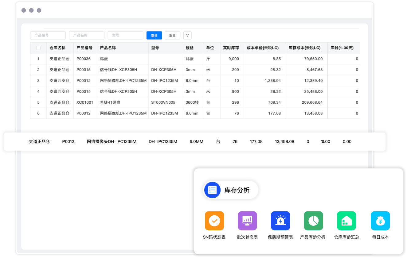 安防监控设备批发零售进销存管理软件界面预览图
