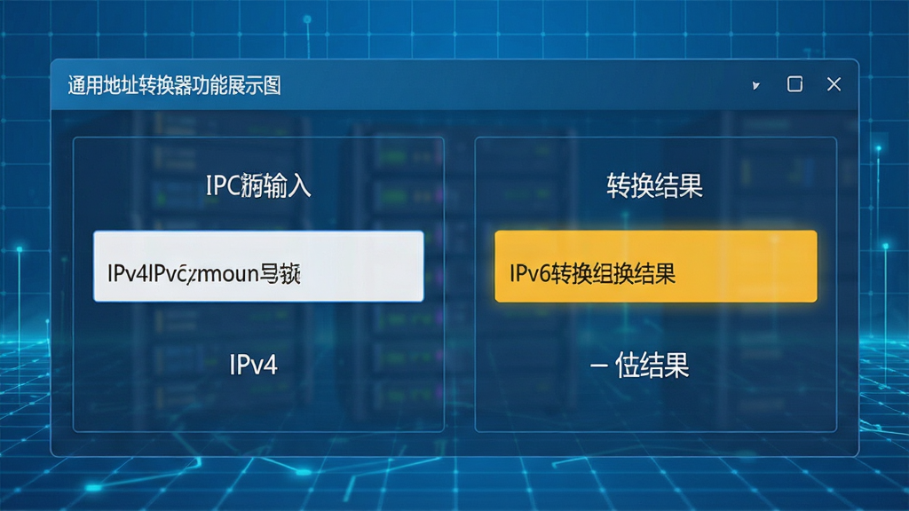 ͨ�õ�ַת��������չʾͼ������Ϊ����������д����ʾIPv4��IPv6ת������Աȣ�����������ʾ����ַ���Ҳ�������������ʾ������Ϊ����ɫ�Ƽ������񣬽����Ű����룬����������ע��ת��������������������ɾ��޶���Ԫ��
