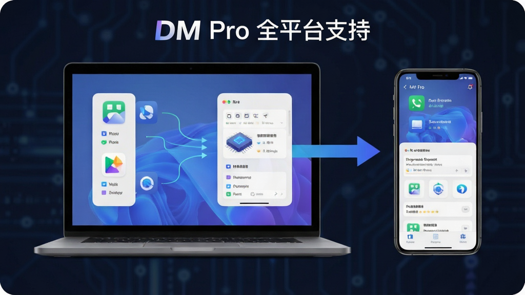 DM Pro���л���ʾ��ͼ������Ϊ�ʼǱ��������ֻ�Эͬ�������������ַ���չʾ���Ű��ִ������Ƽ��У�ϸ����ʾ����ͼ��������ͬ����ͷ�����ʸɾ��޶���Ԫ�أ����ֱ�ע��DM Pro ȫƽ̨֧�֡�
