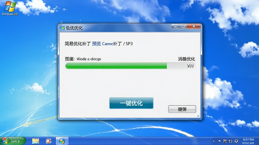 Windows XP SP3 �����Ż���������Ԥ��ͼ������Ϊ�����Ż����ڣ���ɫ����������ִ���Ż����񣬱����Ǿ�����������XP���棬���־��У��Ű����������дʵ��ϸ��չʾ��ť�����֡�һ���Ż��������������ɾ����޶���Ԫ��