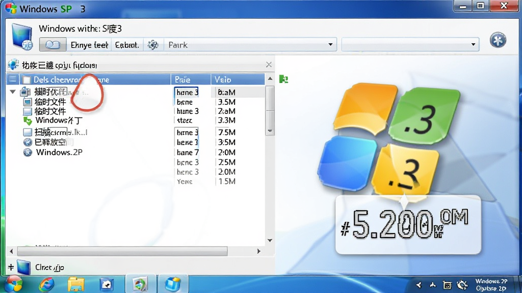 Windows XP SP3 �����Ż�����ϵͳ������������ʾ��ͼ������Ϊ�����������ȴ��ڣ���ʾɨ�������ʱ�ļ��б�������������ͼ���Ű����࣬����ƽ����ϸ��ͻ�������ͷſռ䡱���֣����ʸ��壬�ɾ�������Ԫ��