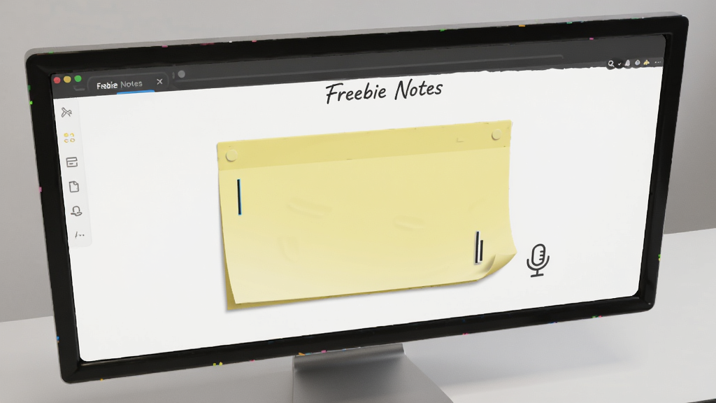 һ�ſ���������ʾ������ʾ��Freebie Notes���ļ���༭���棬�����е���ɫ��������ʽ����򣬹����˸���Ա�����˷�ͼ�꣬����Ϊ�ɾ���ǳ��ɫ����̨�����岼�ּ�࣬�߻��ʣ��޶���Ԫ��