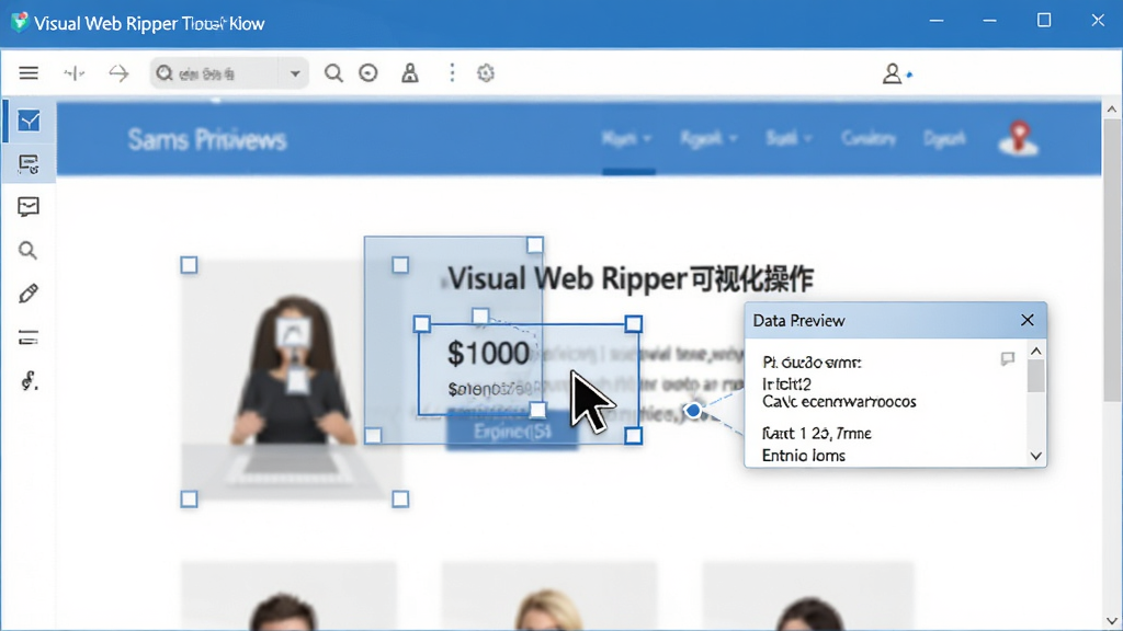 Visual Web Ripper���ӻ�������ʾͼ�������������ҳԤ������ѡ����Ʒ�۸����ݣ���Χ�а�͸���Ĺ�����ʾ��������Ԥ�������㣬�������ֱ���Ѻã����Ϊ��������������������񣬻��ʸɾ��޶���Ԫ��