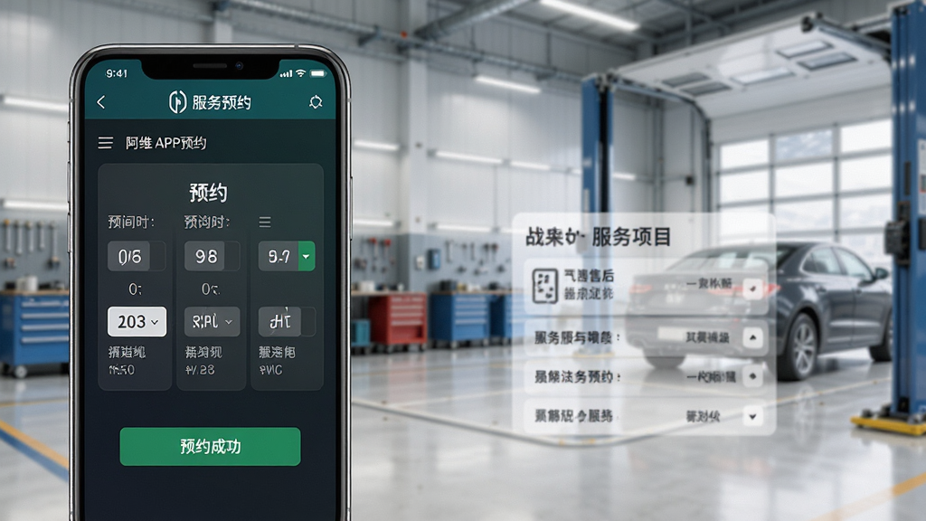 ��ά��APP����ԤԼ���棬��ʾԤԼʱ��ѡ�����ͷ�����Ŀ�б�������Ϊ�ۺ󳵼䣬�ֻ���Ļ����չʾԤԼ�ɹ���ʾ������רҵ��������Ⱦ���ɾ����޶���Ԫ��