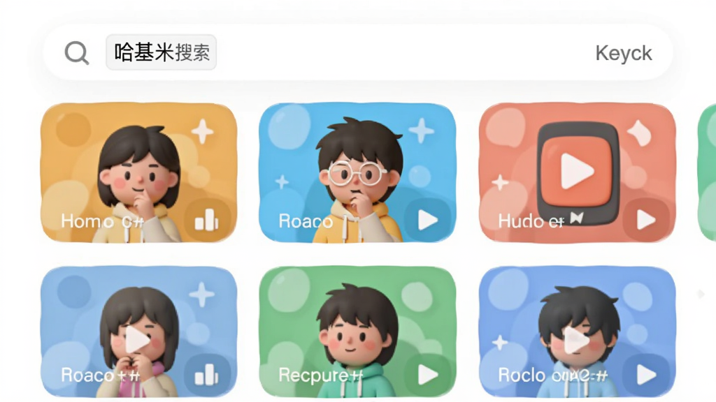 ��������Ƶ�������棬��������������ؼ��ʣ��·�չʾ�����Ƶ�����Ƭ������������ͼ��Բ�󣬱�ƽ�廭��񣬻����������޶���Ԫ��