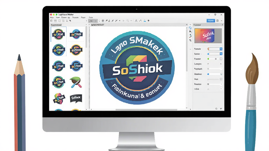 ��������Ϊ������Ļ��չʾ��Sothink Logo Maker�������棬��Ļ�������һ��ɫ��������Բ�λ���Logo������壬��Χ������ʸ��ͼ��ͼ������Ե�����壻���ֲ��õ�����Ļ���С����������д���������Ƶ�Ǧ�ʺͻ���Ԫ�أ��Ű�ɾ������������ƽ��������ͨ͸��ϸ����ͻ����������ͼ�������ɱ棻���ʾ�ϸ���ɾ����޶���Ԫ��