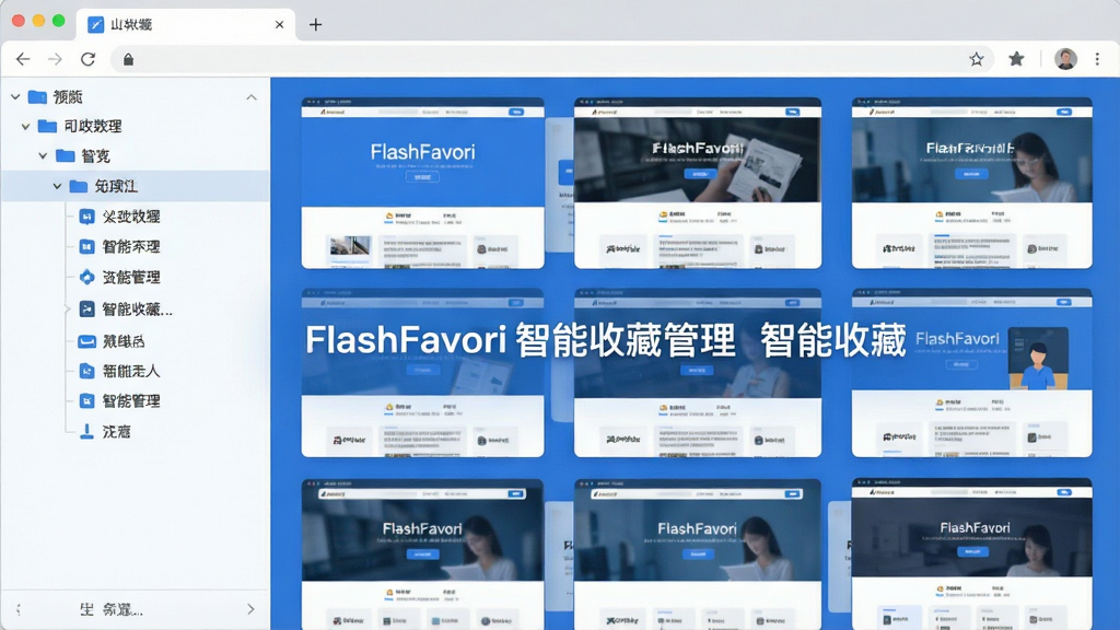 FlashFavori ������Ԥ��ͼ��չʾһ������������������壬���Ϊ������״�б����Ҳ�Ϊ��ҳ��Ƭ����ͼǽ���������������ɫ����ƽ����Ʒ�񣬲������������ʸɾ����޶���Ԫ�أ����ֱ�ע��FlashFavori �����ղع�����