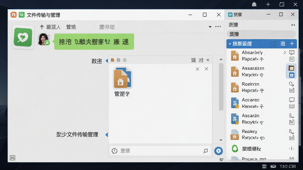 微信电脑版文件传输与管理界面预览,主体为电脑屏幕上打开的微信聊天窗口,正在拖拽一个文件图标进入对话框,窗口侧面显示文件列表分类,布局直观,风格写实,细节体现便捷性,画质清晰干净,无多余元素