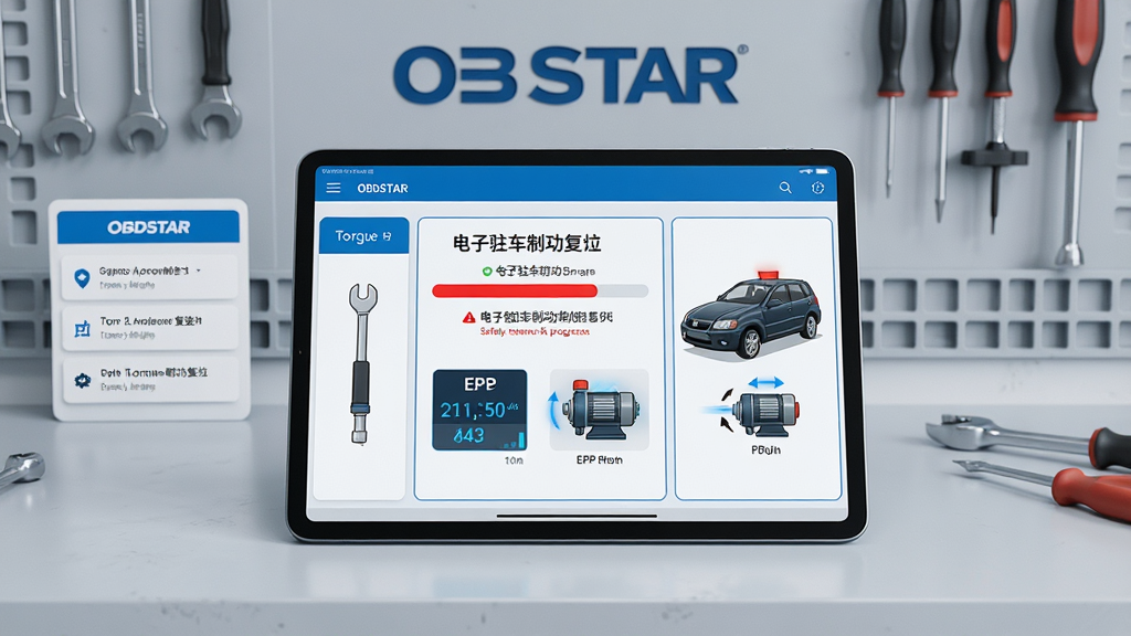 主体:一台平板电脑运行OBDSTAR软件,界面正执行