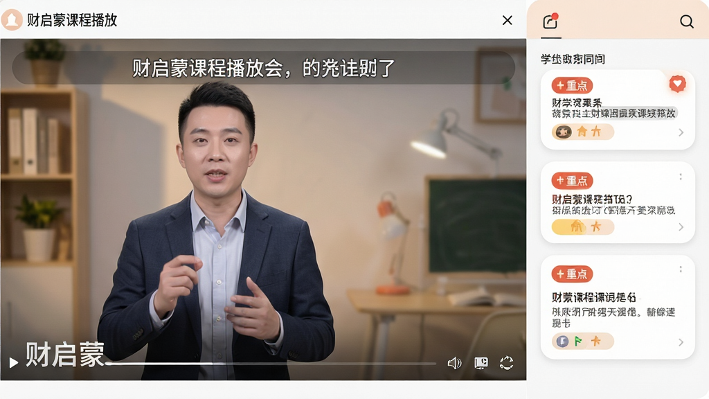 ���壺�����ɿγ̲���ҳ�棬����ǽ�ʦ������Ƶ���Ҳ���ͬ����Ļ��֪ʶ��Ƭ�����֣���Ƶ����ռ���������֮�����Ҳ�����֮һΪ�ʼ������Ű棺��Ļ����������֪ʶ��Ƭ����Բ����Ʋ����С��ص㡱��ǩ����񣺽�����Ƶ���ɫ����ͣ�ͻ��ѧϰ��Χ��ϸ�ڣ���Ƶ�ײ��С������ɡ�ˮӡ������ɾ����ࡣ���ʣ�1080P���壬�޶���Ԫ�ء�
