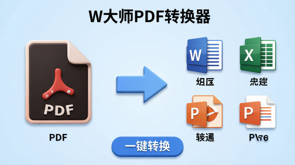 ���壺W��ʦPDFת������ʽת������ʾ�⣬���ΪPDF�ļ�ͼ�꣬�Ҳ�ΪWord��Excel��PPT�ȸ�ʽͼ�꣬�м��м�ͷ���ӡ����֣����ҶԳƣ�����Ϊ����ɫ���䣬�ļ�ͼ�������ǿ���Ű棺ͼ���Сͳһ����ͷָ���������ײ��С�һ��ת������ť����񣺱�ƽ������΢��Ӱ��ɫ�����졣ϸ�ڣ�ÿ����ʽͼ���·���ע��Ӧ���֣��������ࡣ���ʣ�������Ⱦ���ɾ�������Ԫ�ء�