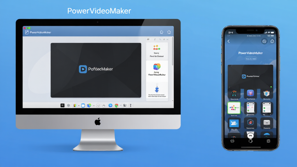 һ��չʾPowerVideoMaker�ڵ��Ժ��ֻ������еĶԱ�ͼ�����Ϊ���Զ˽��棬�Ҳ�Ϊ�ֻ��˽��棬����Ϊ������ɫ������������ֱ�ۣ�ͻ�����豸ʹ���ص㣬���ʸɾ��޶���Ԫ��