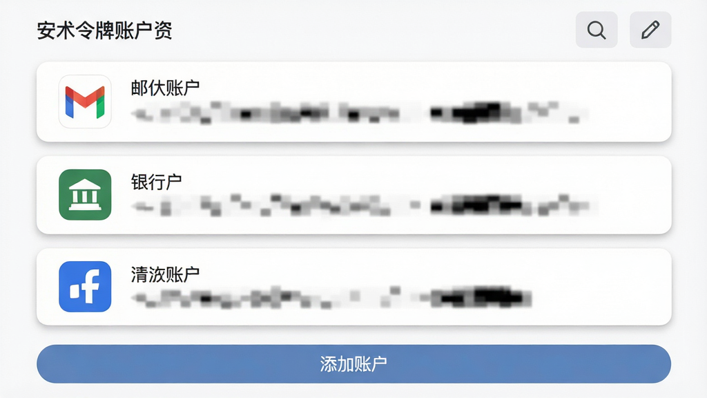 ���壺��������App�˻��б�ҳ�棬չʾ�����ͬƽ̨�����ƿ�Ƭ�������䡢���С��罻��ͼ�ꡣ���֣��б��������У�ÿ�ſ�Ƭ����ƽ̨ͼ�ꡢ�˻����ƺͶ�̬��Ԥ�����Ű棺��Ƭʽ���֣������ȣ����Ͻ��������ͱ༭��ť����������Լ������Ϊ��ɫ����Ƭ������΢��Ӱ��ϸ�ڣ�ƽ̨ͼ��ɫ�ʷḻ����̬��������봦�����ײ��С������˻�����ť�����ʣ��������ȣ��ɾ����޶���Ԫ�ء�