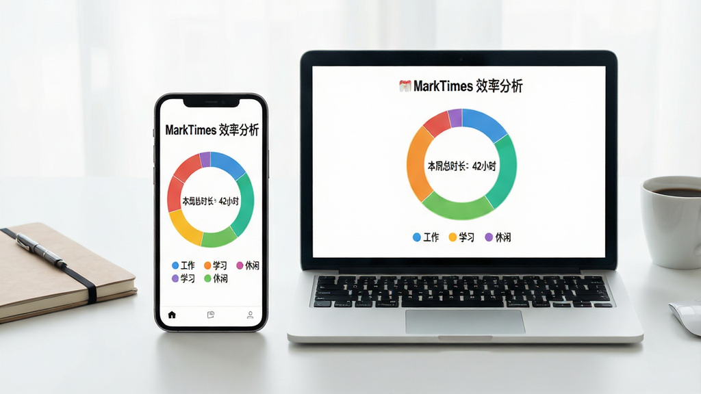 ���壺�ֻ�����Բ��ŷ��ã���Ļ����ʾMarkTimesͳ��ͼ����ͼ��Ϊ��ɫ����ͼ�����֣��豸ƽ�з��ã�����Ϊ���칫�����бʼǱ��Ϳ��ȱ����Ű棺ͼ���ϱ�ע��MarkTimes Ч�ʷ������������·��в�ͬ��ɫͼ������������Լ������ͨ͸��ϸ�ڣ�����ͼ������ʾ��������ʱ����42Сʱ����ͼ����ע������������ѧϰ���������С������ʣ����壬�ɾ����޶���Ԫ�ء�