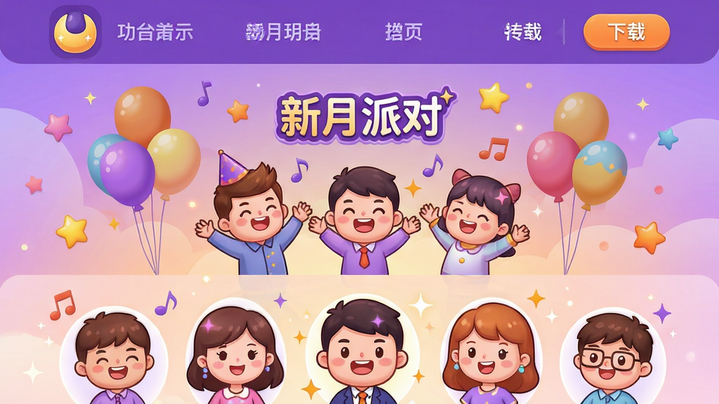 ���壺�����ɶ�Ӧ��������չʾ����������Ϊ���ֵĿ�ͨ�����ɶԳ�������Χ�в�ɫ���������װ�Σ����֣�����������½ṹ���ϲ�Ϊ���ܵ��������²�Ϊ���뻥���������ɫȺ���Ű棺��Ϣ�㼶������ͻ���������ɶԡ�Ʒ��logo�롰���ء���ť�������Ӿ�������ȷ������������õ�2D��ͨ���ɫ������ɫ����ɫΪ����������ͽ��䱳����ϸ�ڣ�ͼ��Բ��ɰ�����ɫ���������������е�׺������������Ч�����ʣ�����ϸ�壬�ɾ��޶���Ԫ�ء�