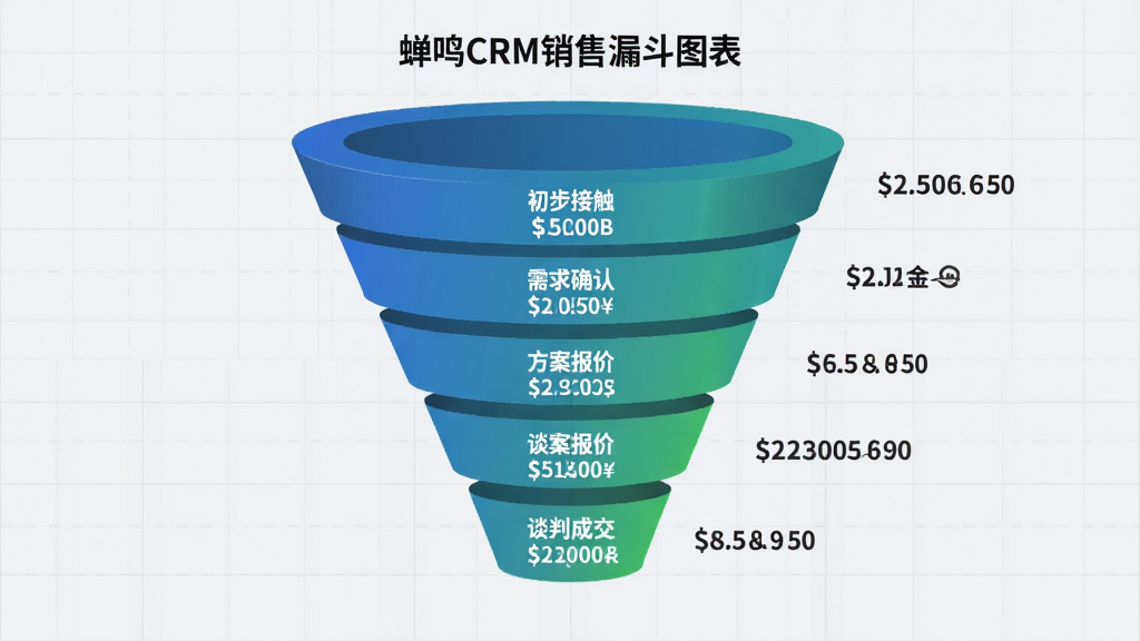 ����CRM����©��ͼ��չʾ��©����Ϊ�����Ӵ�������ȷ�ϡ��������ۡ�̸�гɽ�����㼶��ÿ���ע�����������Ϊǳ��ɫ����©��ʹ�����̽�����ɫ�������ǿ������������磬���ʸɾ����޶���Ԫ��