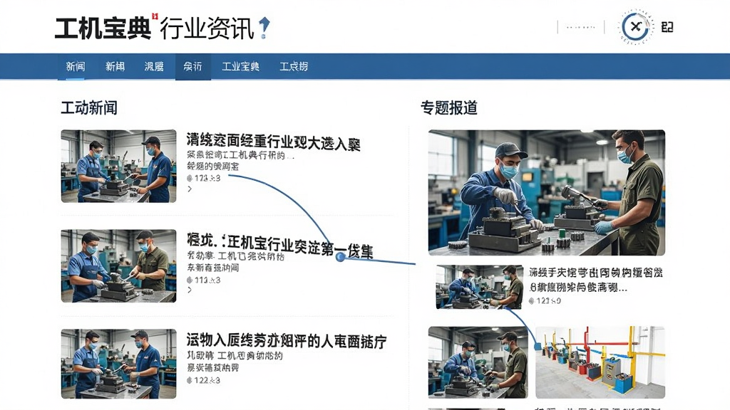 工机宝典行业资讯页面,展示新闻列表与专题报道,图文并茂,排版美观,新闻风格,高清晰度,无多余装饰