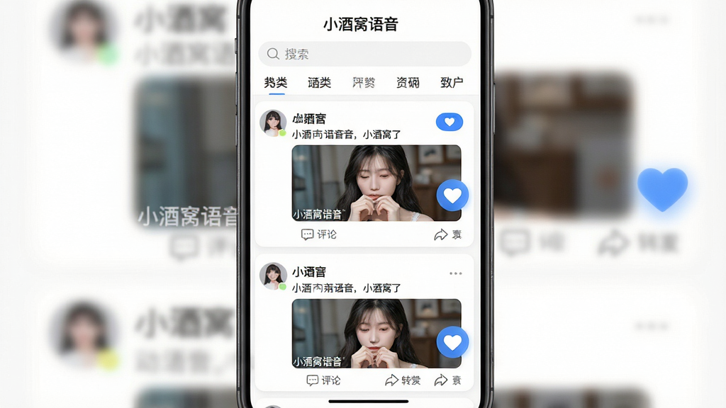 ���壺�ֻ������ͼ���չʾ��С�����������Ķ�̬�㳡����Ļ�ϲ���������������ǩ���·����ٲ�����ʽ���û���̬��Ƭ�����֣�����Ԫ�ش�ֱ���У�ÿ�ſ�Ƭ�����û�ͷ���ǳơ���̬��������ͼ�����ֿ�Ƭ�����������Ű�ť���Ű棺���б���ʽ���֣���Ϣ�㼶�������Ҳ��и��������ε��ް�ť�������ˬ���罻APP�����񣬰�ɫ����������ɫ����ɫ��׺��ϸ�ڣ���̬��Ƭ����ʾ��С����������ˮӡ���ײ������ۡ�ת��ͼ�ꡣ���ʣ�UI��ƾ������������ȣ��ɾ����޶���Ԫ�ء�