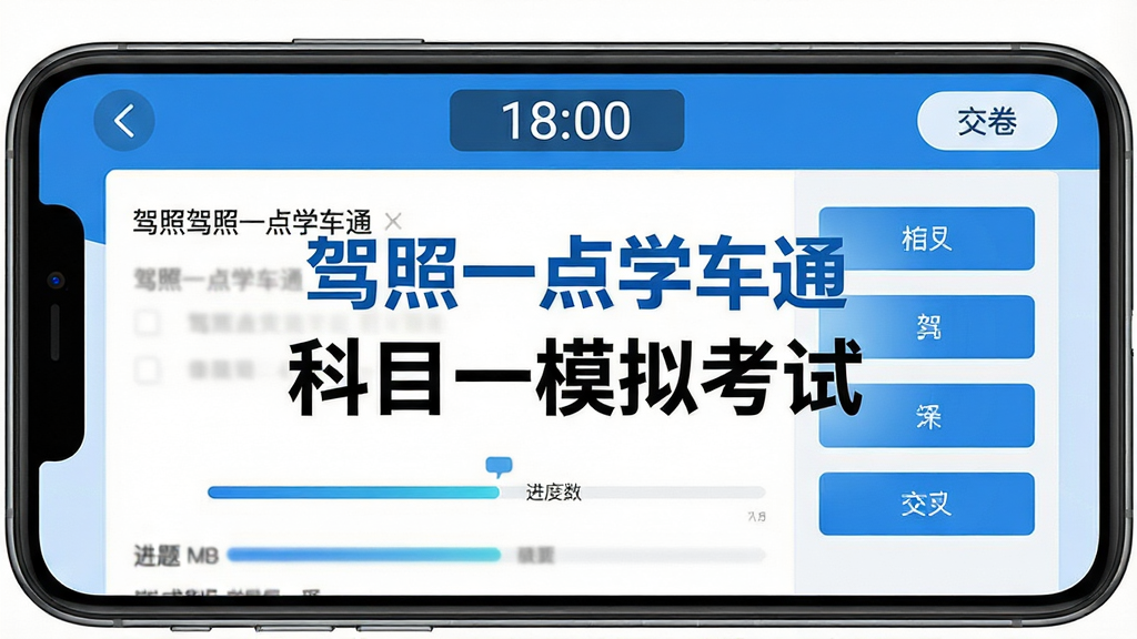 ���壺�ֻ�������ʾ������һ��ѧ��ͨ����ȫ��ģ�⿼�Խ��棬�Ϸ�Ϊ����ʱ���·�Ϊ���⿨�����֣��ֻ����У���������ռ����Ļ�����Ϊ��Ŀ�����Ҳ�Ϊѡ�ť������ࡣ�Ű棺��Ļ��������ע������һ��ѧ��ͨ���͡���Ŀһģ�⿼�ԡ���������Ŀ����񣺱�ƽ��UI��ƣ�������ɫ���Ƽ��С�ϸ�ڣ���������ʾ�������Ŀ�������Ͻ��н�����ť�����ʣ����壬�ɾ����޶���Ԫ�ء�