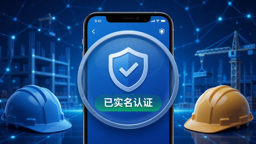 ������Appʵ����֤�밲ȫ����ͼ�괴��չʾ������Ϊ���������빤�ذ�ȫñԪ�أ�����Ϊ�ֻ�����Ŵ���ʾ����ʵ����֤��״̬�����������أ�����ɫΪ��ɫ�������־��У�ϸ�ڷḻ�����ʸ��壬�ɾ�������