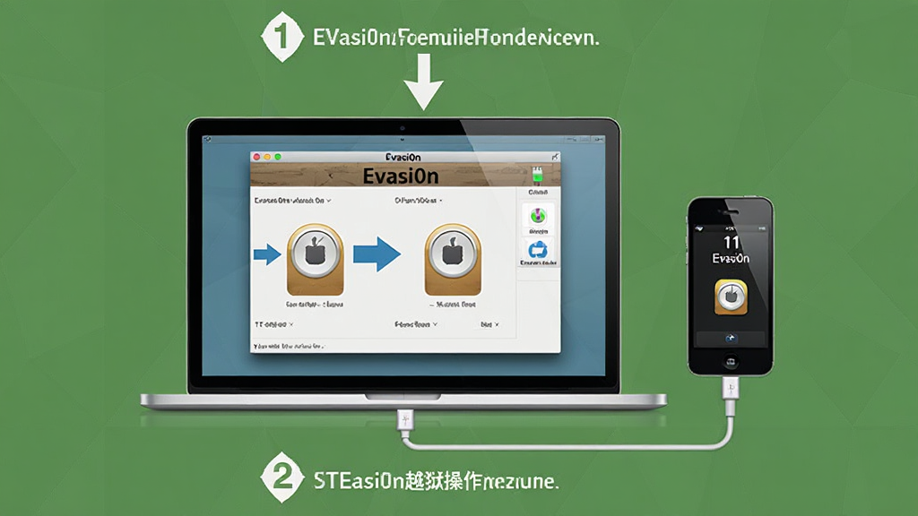 Evasi0nԽ����������ʾ��ͼ����������չʾһ̨�ʼǱ����Ժ�һ��iPhone�ֻ�ͨ�����������ӣ�������Ļ��ʾEvasi0n�������棬�������������Ĳ���ָʾ��ͷ���ֻ���Ļ��ʾ���������Evasi0nӦ��ͼ�꣬������ô��ϵ��µ�����ͼ���֣����Ϊ������˵Ľ̳�ʾ��ͼ���ϸ����ͻ���������������ʾ���֣����������ɾ����޶���Ԫ��