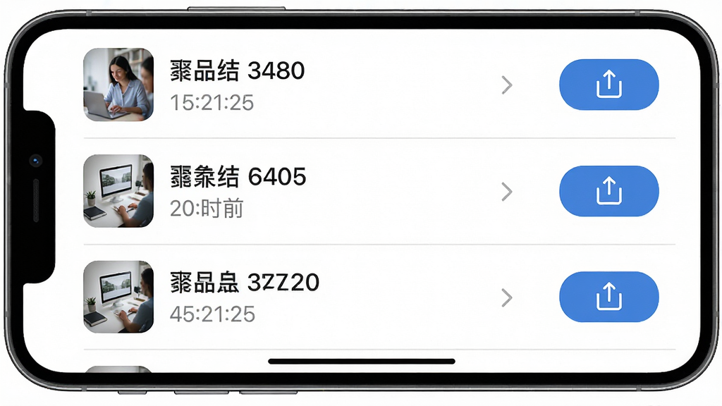 拍照计数助手历史记录与数据导出功能展示,主体为手机界面截图,界面中展示历史记录列表,每条记录包含缩略图、计数结果、时间,右侧有导出按钮,布局为列表排列,风格为简约商务风,细节包括列表的分隔线、缩略图的圆角、导出按钮的图标,画质为高清UI设计图,画面干净,无多余元素
