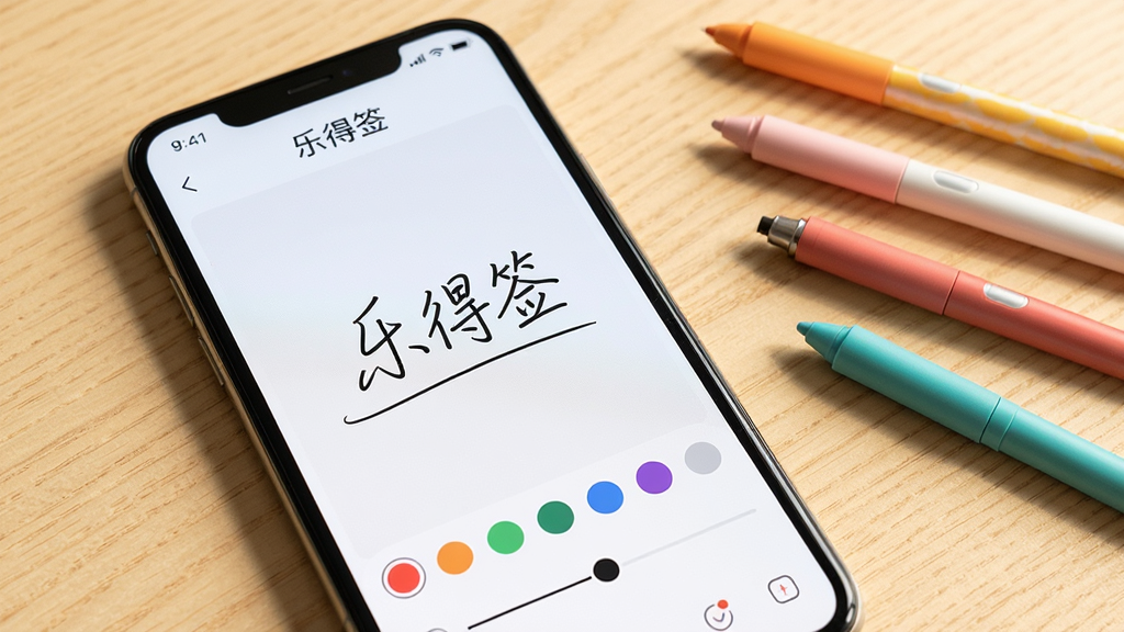 һ��չʾ�ֵ�ǩǩ����ɫ�ʹ�ϸ���ڹ��ܵ�ͼƬ���������ֻ���Ļ��ʾ�ֵ�ǩӦ�ý��棬��Ļ�Ϸ��С��ֵ�ǩ�����֣��м���ǩ����д���򣬵ײ�չʾһ����ɫѡ��Բ��ʹ�ϸ���ڻ��飬�ֻ��Ա�ɢ���ż�֧��ͬ��ɫ�Ĵ��رʣ�����Ϊǳɫľ�����棬��������ů���������������ɾ����޶���Ԫ��