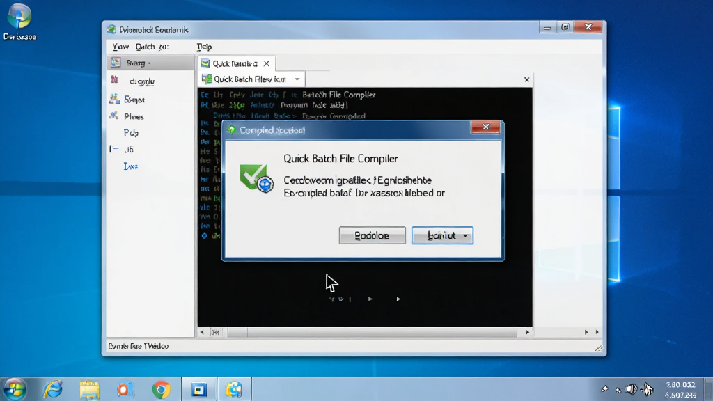 һ��չʾ Quick Batch File Compiler �� Windows ���������еĳ���ͼ������Ϊ�������������ɹ�����ʾ����������Ϊ�����ͼ�ӽǣ��Ű���Ȼ�����Ϊ��ʵ�ĵ�����Ļ��Ƭ���ϸ�ڰ�����������������Ӱ�����ָ�룬������������ʾ 