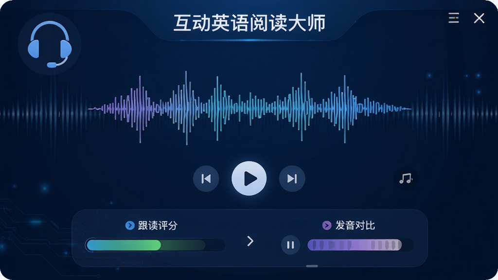 ����Ӣ���Ķ���ʦ������ѵ�����棬��������չʾ����ͼ�벥�ſ��ư�ť���·��и��������뷢���Աȹ��ܣ�����Ϊ����ɫ�Ƽ��з��ϸ�ڰ�������ͼ�������������������������ɾ����޶���Ԫ��