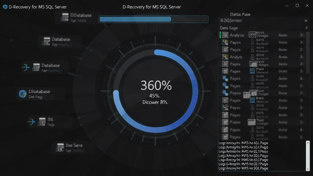 һ��չʾ D-Recovery for MS SQL Server ���ɨ����̵�ͼƬ������Ϊɨ������������ڷ���������ҳ�б������������Ľ��Ȼ�Ϊ������Χ�������ݿ�����ƣ��Ű������������Ϊ��ɫ�����Ƽ��磬ϸ�ڰ������Ȱٷֱȡ��ѷ��ֱ���������־������ڣ������������ɾ����޶���Ԫ��