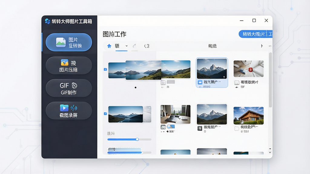 一张软件主界面全景展示图,画面中央是
