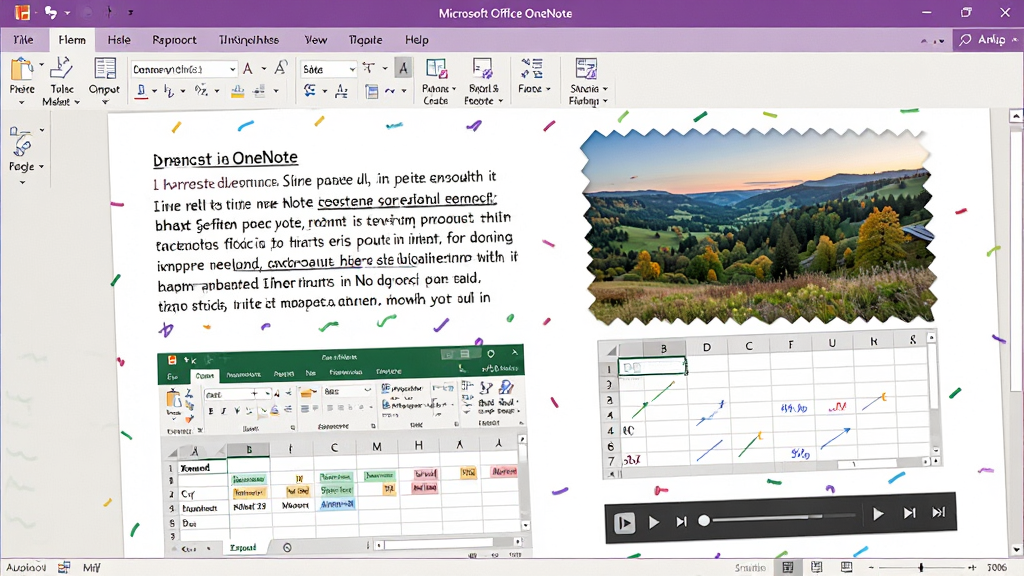 һ��չʾMicrosoft Office OneNote��ý�����Ű�Ч����ϸ��ͼ����������������ҳ��ֲ���д��ҳ����ͬʱ�������ֶ��䡢һ�ŷ羰��Ƭ��һ��Ƕ���Excel�����һ����Ƶ�������ؼ������ֲ���ɢ��ʽ�ֲ�����Ԫ��֮�������ס��Ű���ģ����ʵ�ʼǵ�����У����Ϊдʵ������ͼ�磬ϸ�������������ɱ棬ͼƬɫ����Ȼ������Ϊ���壬����ɾ��޶���Ԫ�ء�