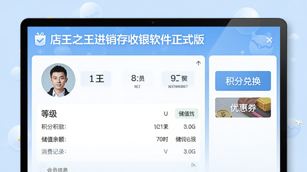 会员管理功能展示图,画面中央是