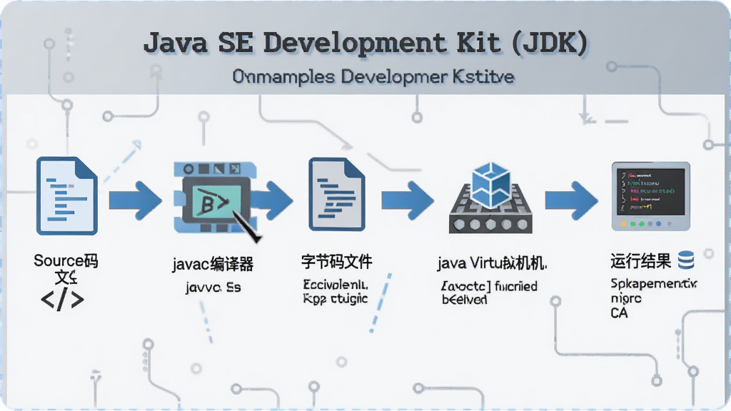 Java SE Development Kit ��JDK����������������ʾ��ͼ�������Թ���������ͼ����ʽչ�������������α�עԴ���ļ���javac���������ֽ����ļ���java����������н����ÿ���������ж�Ӧͼ������˵�����֣��������ƽ���Ƽ��У���ɫ����ɫ�ͻ�ɫΪ�������ֺ������У�ϸ�����������ʸɾ����޶���Ԫ��
