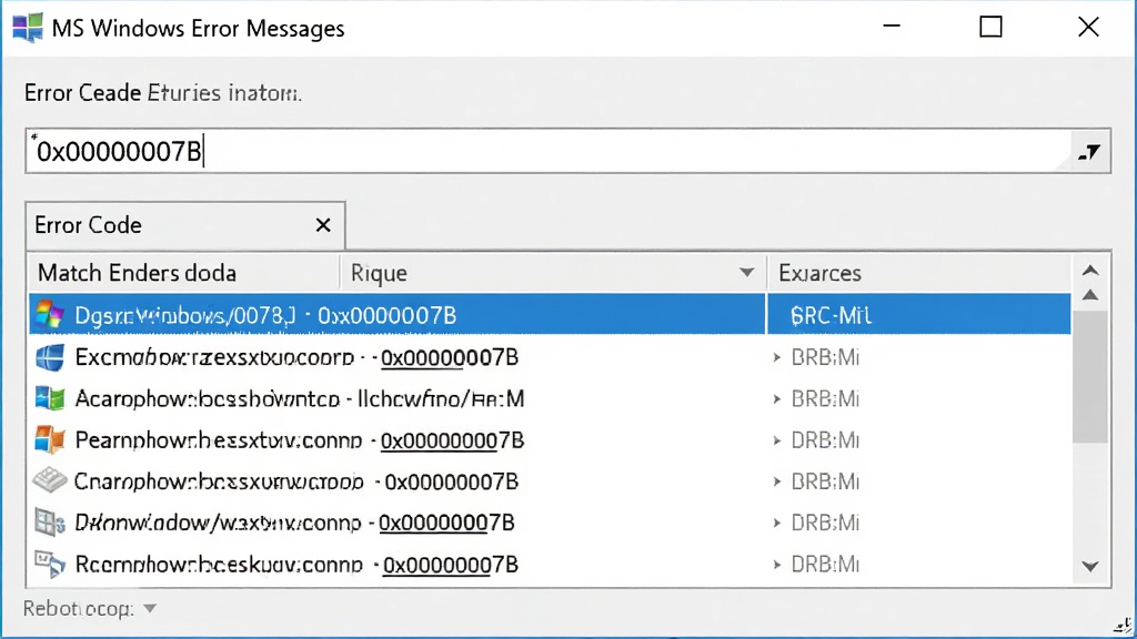 MS Windows Error Messages����������չʾ��������������ܣ�������������0x0000007B���·��б���ʾƥ������������רҵ��࣬�����������޶���Ԫ��
